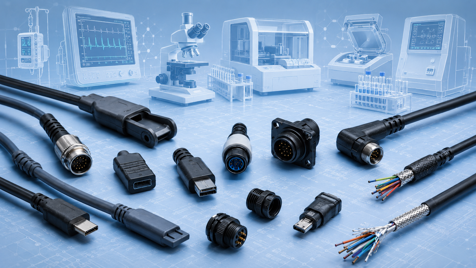 Kabelkonfektion für Medizintechnik, Diagnostik und Laborgeräte als Sonderanfertigung der MAG GmbH