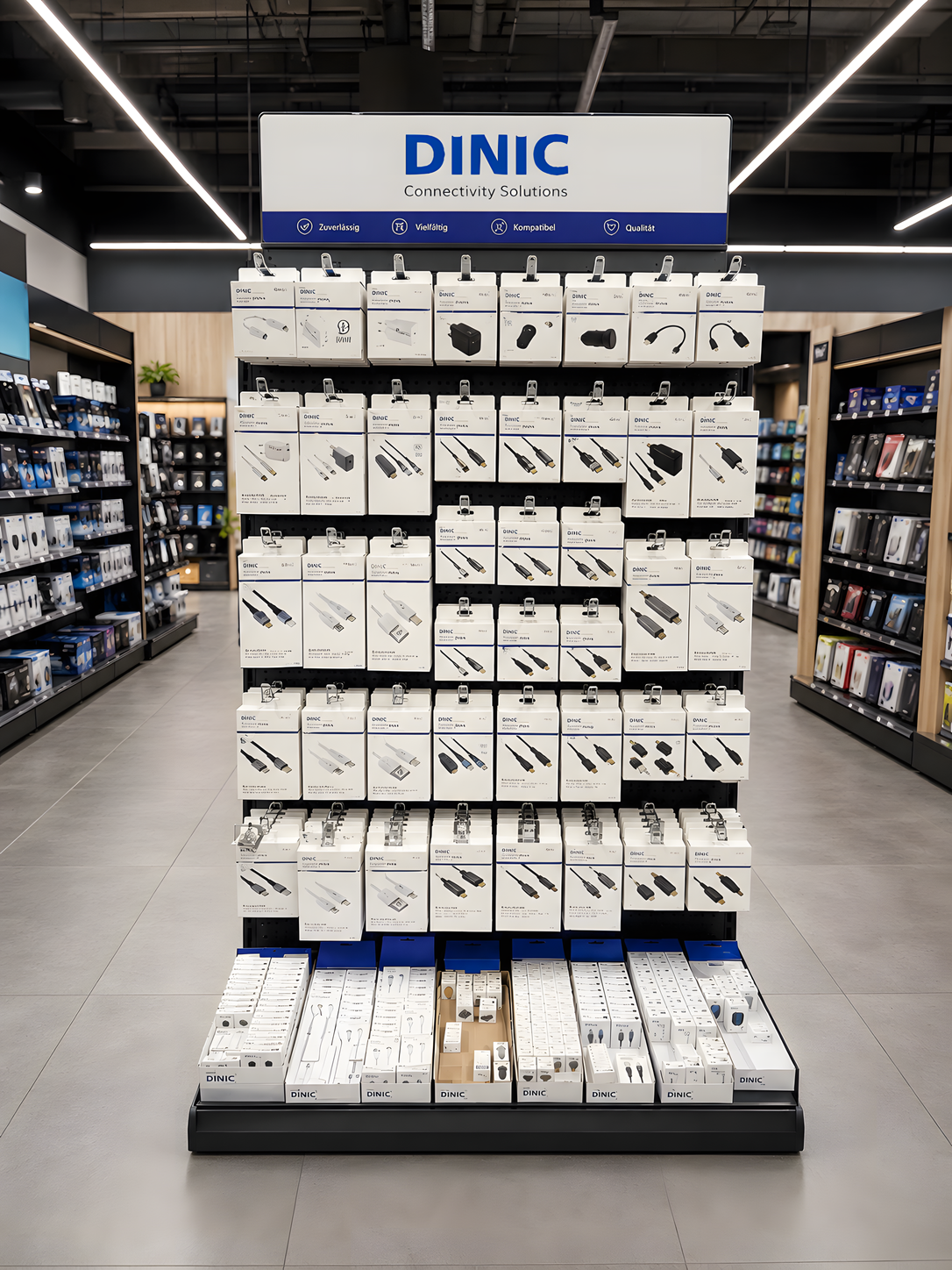 DINIC Kopfgondel für aufmerksamkeitsstarke Warenpräsentation im Handel
