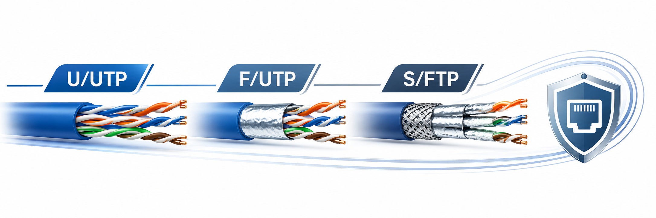 U/UTP, F/UTP und S/FTP LAN-Schirmung