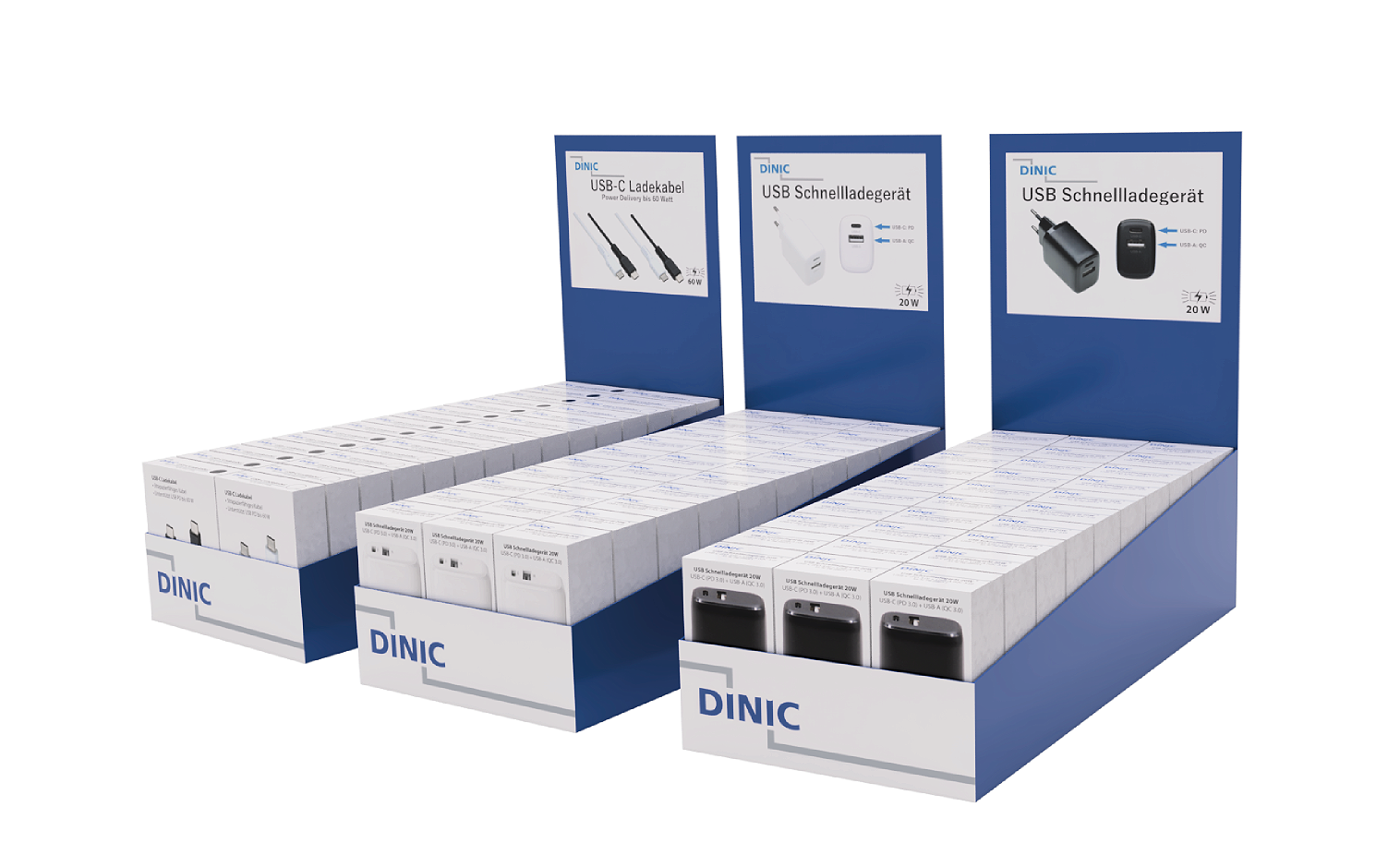 DINIC Thekendisplay – kompakte PoS-Lösung für USB-C Ladegeräte und Kabel