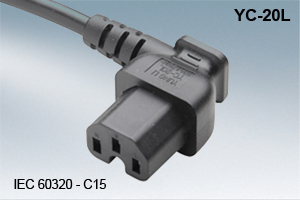 IEC 60320 C15 Warmgerätekupplung YC-20L – abgewinkelt