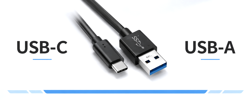USB-C-Stecker und USB-A-Stecker eines DINIC Anschlusskabels