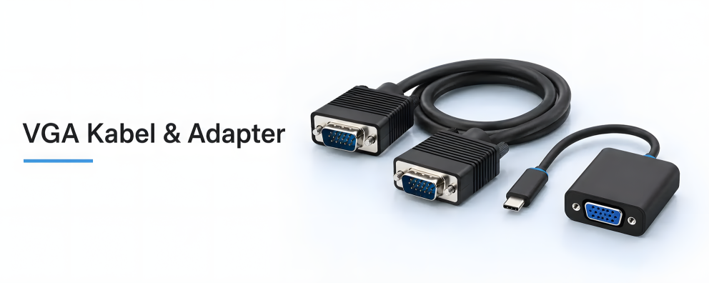 VGA-Monitorkabel und USB-C-auf-VGA-Adapter