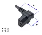 Preview: Cold appliance cable C13 90° down to C14, 0,75mm², VDE, black, length 0,30m