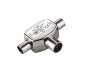 Preview: DINIC distributor 2x coaxial coupling to 1x coaxial plug, 2 radios to 1 aerial socket, metal, DINIC box with Euro hole