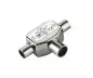 Preview: DINIC splitter 2x coaxial coupling to 1x coaxial plug, 2 radios to 1 antenna socket, metal