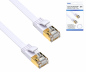 Preview: Cable de conexión Cat. 6, plano, PiMF/STP, blanco, caja DINIC con orificio europeo, longitud 2 m