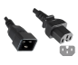 Preview: Hot appliance cable C15 to C20, 1mm², extension, VDE, black, length 1.80m