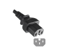 Preview: Hot appliance cable C15 to C20, 1mm², extension, VDE, black, length 1.80m