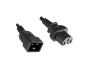 Preview: Hot appliance cable C15 to C20, 1mm², extension, VDE, black, length 1.80m