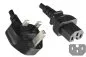 Preview: Power cord England UK type G 10A to C15, 1mm², approval: ASTA, black, length 1,80m