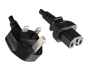 Preview: Cable de red Inglaterra UK tipo G 10A a C15, 1mm², homologación: ASTA, negro, longitud 1,80m