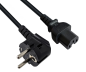Preview: Netzkabel CEE 7/7 90° auf Warmgerätestecker C15, 1mm², VDE, schwarz, Länge 1,80m