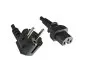 Preview: Netzkabel CEE 7/7 90° auf Warmgerätestecker C15, 1mm², VDE, schwarz, Länge 1,80m