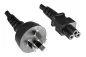Preview: Câble d'alimentation Australie type I sur C5, 0,75mm², SAA, noir, longueur 1,80m