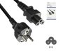 Preview: Mains cable Europe CEE 7/7 to C5, 0.75mm², CEE 7/7/IEC 60320 to C5, VDE, black, DINIC box with Euro hole, length 1.80m