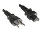 Preview: Cable de alimentación Suiza tipo J (parcialmente aislado) a C5, 0,75 mm², homologación: SEV, negro, longitud 1,80 m
