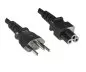 Preview: Netzkabel Schweiz Typ J (teilisoliert) auf C5, 0,75mm², Zulassung: SEV, schwarz, Länge 1,80m