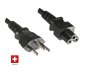 Preview: Cable de alimentación Suiza tipo J (parcialmente aislado) a C5, 0,75 mm², homologación: SEV, negro, longitud 1,80 m