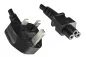 Mobile Preview: Power cable England UK type G 3A to C5, 0,75mm², approval: ASTA, black, length 1,80m