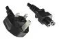 Preview: Power cable England UK type G 3A to C5, 0,75mm², approval: ASTA, black, length 1,80m