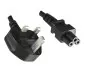 Preview: Mains cable England UK type G 3A to C5, 0.75mm², approval: ASTA, black, length 1.80m
