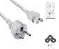Preview: Power cord Europe CEE 7/7 to C5, 0.75mm², CEE 7/7/IEC 60320 to C5, VDE, white, length 1.80m, DINIC Box