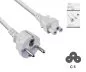 Preview: Netzkabel Europa CEE 7/7 auf C5, 0,75mm², CEE 7/7/IEC 60320 auf C5, VDE, weiß, DINIC Box mit Euroloch, Länge 1,80m