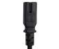 Preview: Virtajohto Euro-pistoke tyyppi C-C7, 0,75mm², VDE, musta, pituus 0,50m.