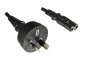 Preview: Netzkabel Australien Typ I auf C7, 0,75mm², SAA, schwarz, Länge 1,80m