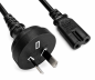 Preview: Cablu de alimentare Australia tip I la C7, 0,75mm², SAA, negru, lungime 1,80m