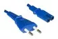Preview: Netzkabel Eurostecker Typ C auf C7, 0,75mm², VDE, blau, Länge 1,80m