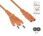 Preview: Cavo di alimentazione spina Euro tipo C a C7, 0,75 mm², spina Euro/IEC 60320-C7, VDE, arancione, scatola DINIC con foro Euro, lunghezza 1,80 m