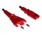 Preview: Napajalni kabel Euro vtič tipa C do C7, 0,75 mm², VDE, rdeč, dolžina 1,80 m