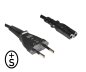 Preview: Netzkabel Typ C Schweiz auf C7, 0,75mm², CH 2-Pin, IEC 60884-1, SEV, schwarz, Länge 1,80m