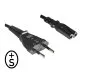 Preview: Netzkabel Typ C Schweiz auf C7, 0,75mm², CH 2-Pin, IEC 60884-1, SEV, schwarz, Länge 1,80m