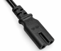 Preview: Kabel sieciowy typu C Switzerland do C7, 0,75 mm², 2-stykowy CH, IEC 60884-1, SEV, czarny, długość 1,80 m
