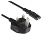 Preview: Cable de red Inglaterra UK tipo G 3A a C7, 0,75 mm², homologación: ASTA, HK, Safety Mark, negro, 1,80 m