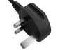 Preview: Mains cable England UK type G 3A to C7 angled (bottom), 0.75mm², approval: ASTA, black, length 1.80m