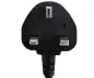 Preview: Mains cable England UK type G 3A to C7 angled (bottom), 0.75mm², approval: ASTA, black, length 1.80m