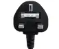 Preview: Mains cable England UK type G 3A to C7 angled (bottom), 0.75mm², approval: ASTA, black, length 1.80m