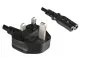 Preview: Power cable England UK type G 3A to C7, 0,75mm², approval: ASTA, black, length 1,80m