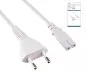 Preview: Napájecí kabel Euro zástrčka typ C na C7, 0,75 mm², Euro zástrčka/IEC 60320-C7, VDE, bílý, krabice DINIC s Euro otvorem, délka 2,00 m