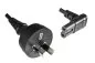 Preview: Netzkabel Australien Typ I auf C7 90° unten, 0,75mm², SAA, schwarz, Länge 2,00m