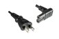 Preview: Mains cable Japan type A to C7 90° bottom, approval: PSE, VFF, black, length 1.80m