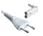Preview: Eurostecker Typ C auf C7 90° unten gewinkelt, 0,75mm², VDE, weiß, Länge 2,00m