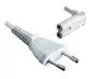 Preview: Euro plug type C to C7 90° angled at the bottom, 0.75mm², VDE, white, length 2.00m