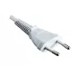 Preview: Euro plug type C to C7 90° down, 0,75mm², VDE, white, length 2,00m