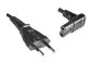 Mobile Preview: Euro plug type C to C7 90° down, 0,75mm², VDE, black, length 2,00m