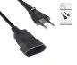 Preview: Netzkabel Eurostecker auf Eurobuchse, 0,75mm², Euro CEE 7/16, Verlängerung, VDE, schwarz, DINIC Box mit Euroloch, Länge 2,00m